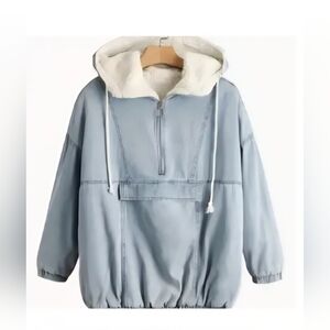 Light Blue Hooded Jean Jacket